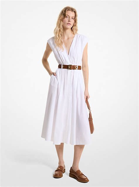 Stretch Organic Cotton Poplin Midi Dress.